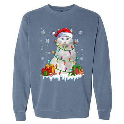 Turkish Angora Cat Xmas Light Christmas Kitten Lover Cool Gift Garment-Dyed Sweatshirt