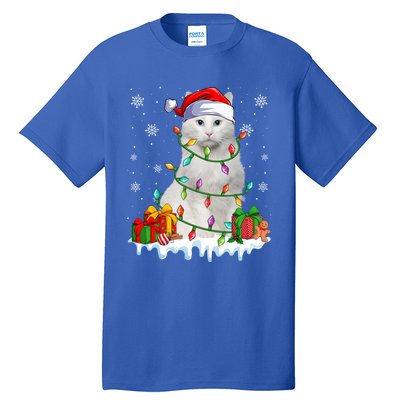 Turkish Angora Cat Xmas Light Christmas Kitten Lover Cool Gift Tall T-Shirt