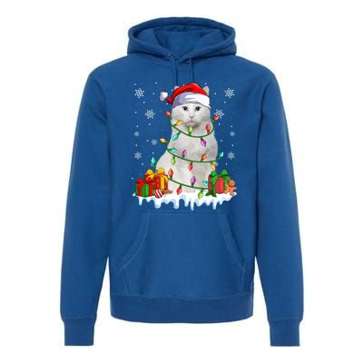 Turkish Angora Cat Xmas Light Christmas Kitten Lover Cool Gift Premium Hoodie