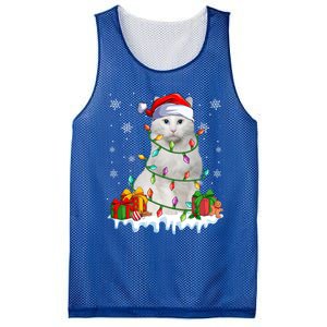 Turkish Angora Cat Xmas Light Christmas Kitten Lover Cool Gift Mesh Reversible Basketball Jersey Tank