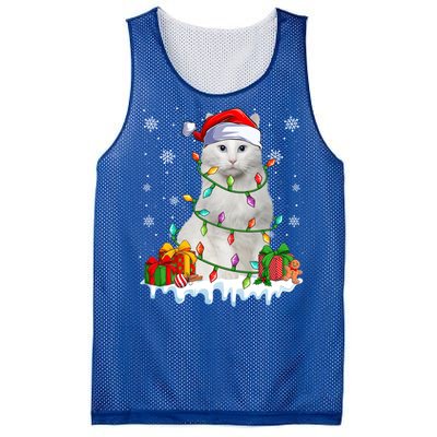 Turkish Angora Cat Xmas Light Christmas Kitten Lover Cool Gift Mesh Reversible Basketball Jersey Tank