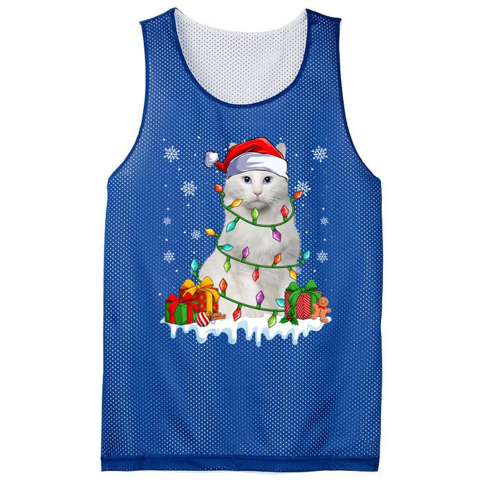 Turkish Angora Cat Xmas Light Christmas Kitten Lover Cool Gift Mesh Reversible Basketball Jersey Tank