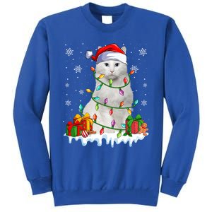 Turkish Angora Cat Xmas Light Christmas Kitten Lover Cool Gift Tall Sweatshirt