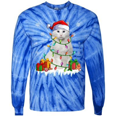 Turkish Angora Cat Xmas Light Christmas Kitten Lover Cool Gift Tie-Dye Long Sleeve Shirt