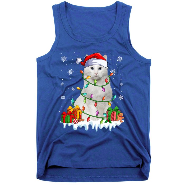 Turkish Angora Cat Xmas Light Christmas Kitten Lover Cool Gift Tank Top