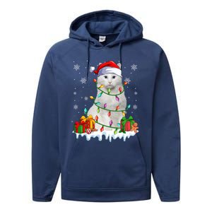 Turkish Angora Cat Xmas Light Christmas Kitten Lover Cool Gift Performance Fleece Hoodie