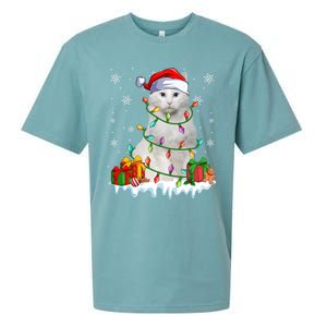 Turkish Angora Cat Xmas Light Christmas Kitten Lover Cool Gift Sueded Cloud Jersey T-Shirt