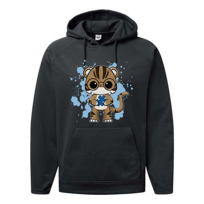 Tiger Anime Cat Autism Awareness Performance Fleece Hoodie