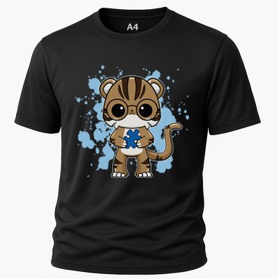 Tiger Anime Cat Autism Awareness Cooling Performance Crew T-Shirt