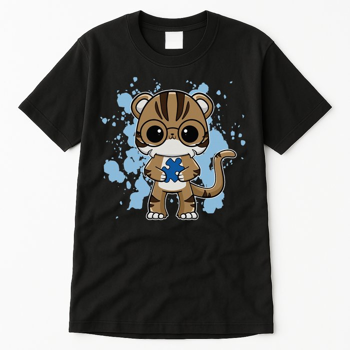 Tiger Anime Cat Autism Awareness Tall T-Shirt