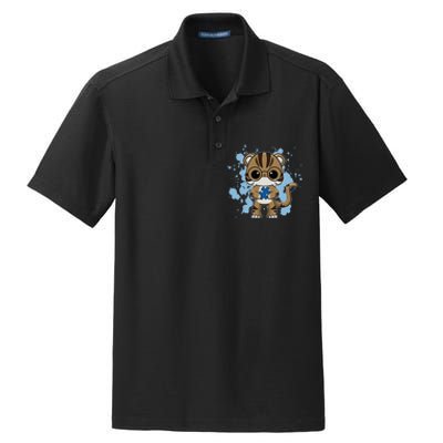 Tiger Anime Cat Autism Awareness Dry Zone Grid Polo