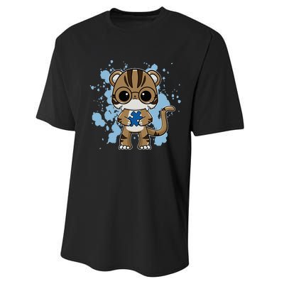 Tiger Anime Cat Autism Awareness Performance Sprint T-Shirt