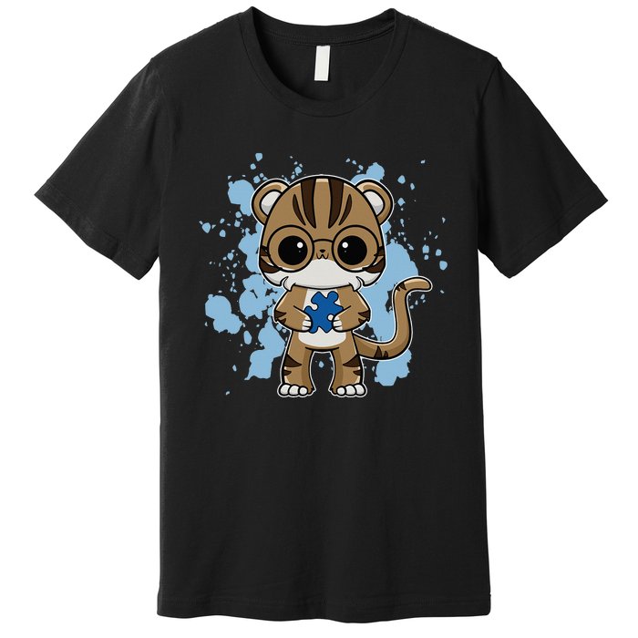 Tiger Anime Cat Autism Awareness Premium T-Shirt