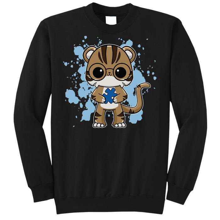 Tiger Anime Cat Autism Awareness Tall Sweatshirt