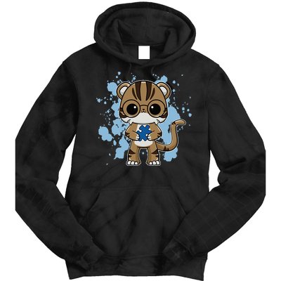 Tiger Anime Cat Autism Awareness Tie Dye Hoodie