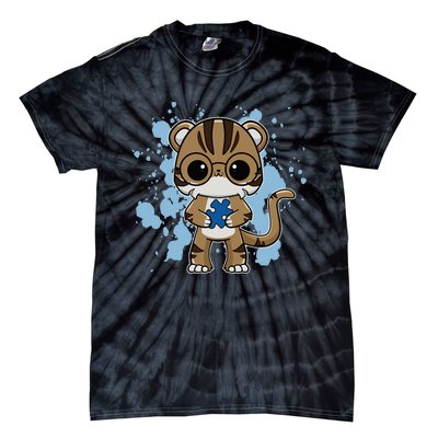 Tiger Anime Cat Autism Awareness Tie-Dye T-Shirt