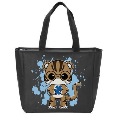 Tiger Anime Cat Autism Awareness Zip Tote Bag