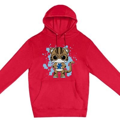 Tiger Anime Cat Autism Awareness Premium Pullover Hoodie