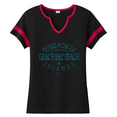 Turks And Caicos Islands Grace Bay Beach Gift Ladies Halftime Notch Neck Tee