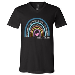 Teacher Assistant Cute Rainbow V-Neck T-Shirt