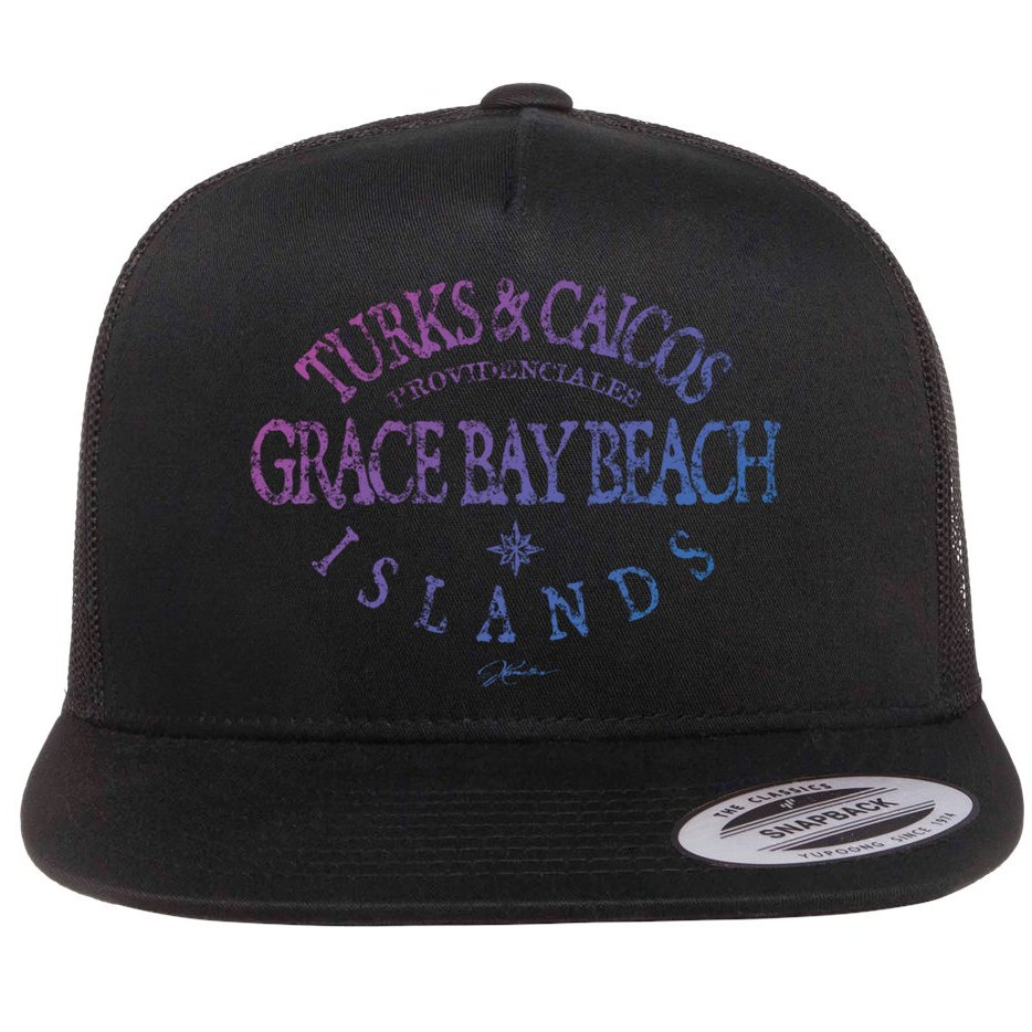 Turks And Caicos Islands Grace Bay Beach Gift Flat Bill Trucker Hat