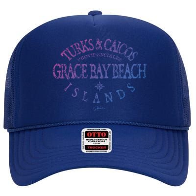 Turks And Caicos Islands Grace Bay Beach Gift High Crown Mesh Back Trucker Hat