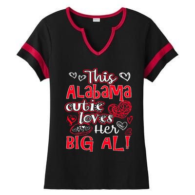 This Alabama Cutie Loves Her Big Al! Fun Football Ladies Halftime Notch Neck Tee