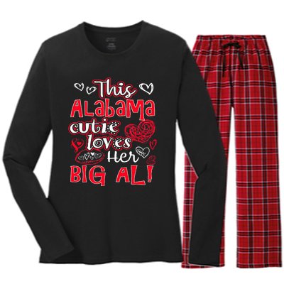 This Alabama Cutie Loves Her Big Al! Fun Football Women's Long Sleeve Flannel Pajama Set 