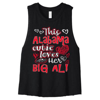 This Alabama Cutie Loves Her Big Al! Fun Football Women's Racerback Cropped Tank