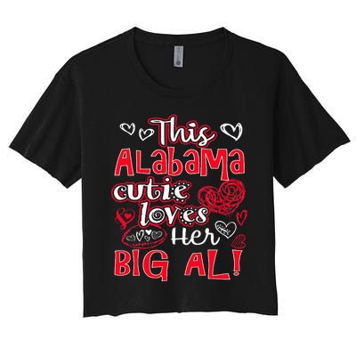 This Alabama Cutie Loves Her Big Al! Fun Football Women's Crop Top Tee