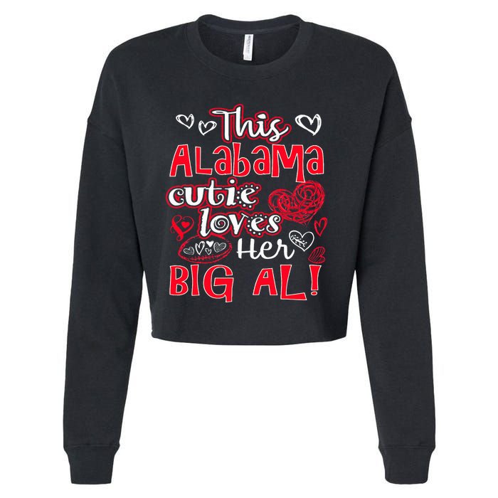 This Alabama Cutie Loves Her Big Al! Fun Football Cropped Pullover Crew