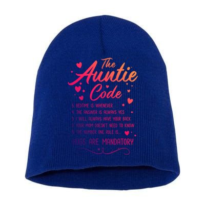 The Auntie Code Best Aunt Sister Niece Nephew Funny Gift Short Acrylic Beanie