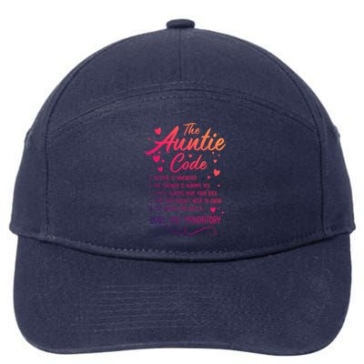 The Auntie Code Best Aunt Sister Niece Nephew Funny Gift 7-Panel Snapback Hat