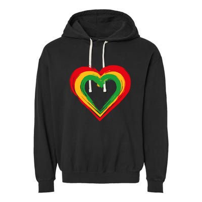 Traditional African Colors Painted Heart Garment-Dyed Fleece Hoodie
