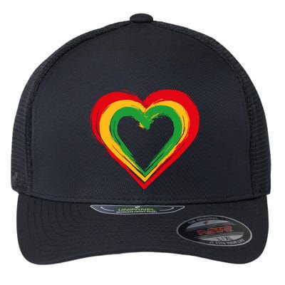 Traditional African Colors Painted Heart Flexfit Unipanel Trucker Cap