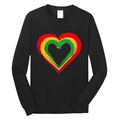 Traditional African Colors Painted Heart Long Sleeve Shirt