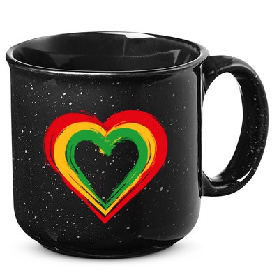 Traditional African Colors Painted Heart 15oz Campfire Ceramic Mug