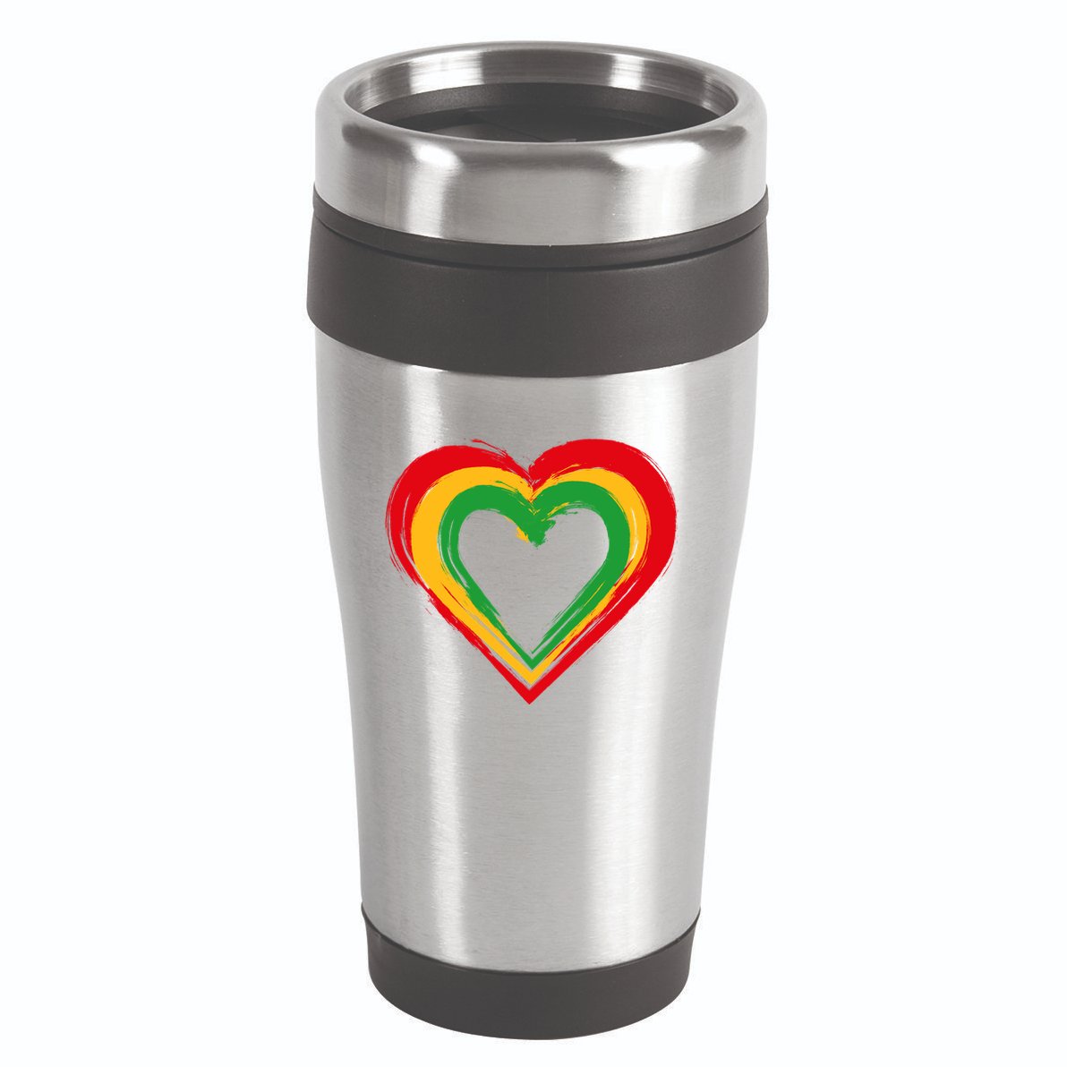 Traditional African Colors Painted Heart 16oz Travel Tumbler
