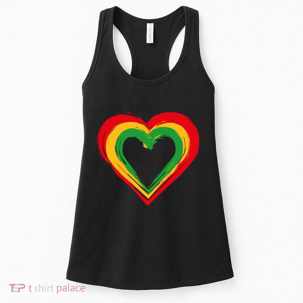 Traditional African Colors Painted Heart Womens Tank Top