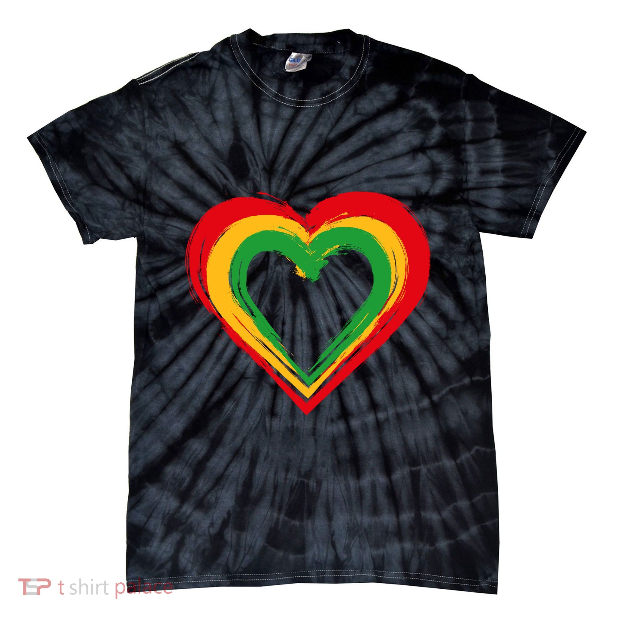 Traditional African Colors Painted Heart Tie-Dye T-Shirt