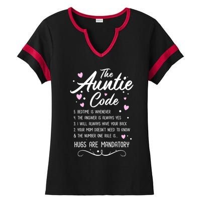 The Auntie Code Best Aunt Sister Niece Nephew Funny Gift Meaningful Gift Ladies Halftime Notch Neck Tee