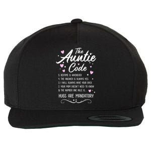 The Auntie Code Best Aunt Sister Niece Nephew Funny Gift Meaningful Gift Wool Snapback Cap