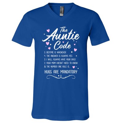 The Auntie Code Best Aunt Sister Niece Nephew Funny Gift Meaningful Gift V-Neck T-Shirt