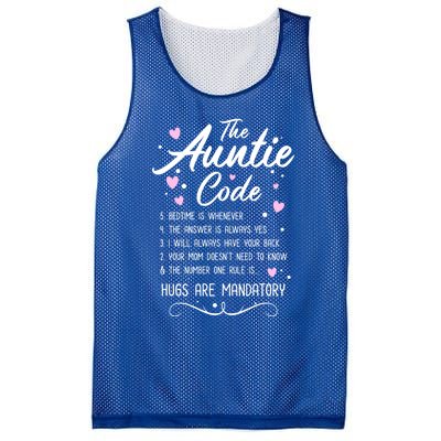 The Auntie Code Best Aunt Sister Niece Nephew Funny Gift Meaningful Gift Mesh Reversible Basketball Jersey Tank