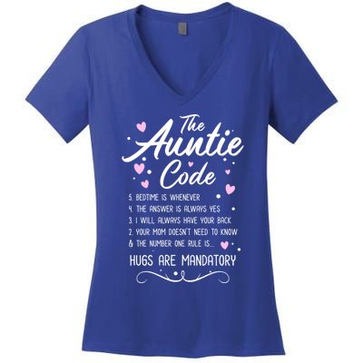 The Auntie Code Best Aunt Sister Niece Nephew Funny Gift Meaningful Gift Women's V-Neck T-Shirt