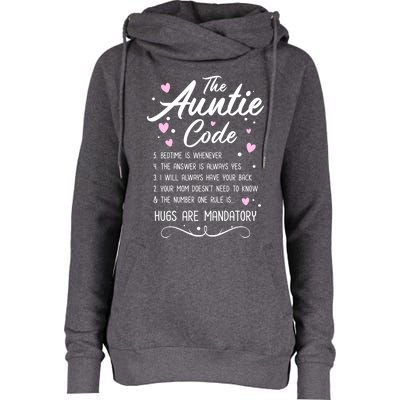 The Auntie Code Best Aunt Sister Niece Nephew Funny Gift Meaningful Gift Womens Funnel Neck Pullover Hood