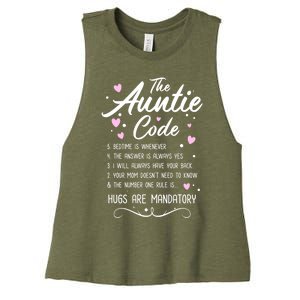 The Auntie Code Best Aunt Sister Niece Nephew Funny Gift Meaningful Gift Women's Racerback Cropped Tank