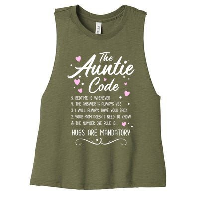 The Auntie Code Best Aunt Sister Niece Nephew Funny Gift Meaningful Gift Women's Racerback Cropped Tank