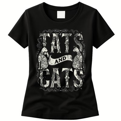 Tats And Cats Tattooist Tattoo Body Art Tattooing Cat Kitten Womens T-Shirt
