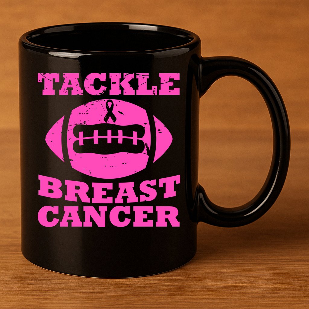 Tackle Breast Cancer 11oz C Handle Ceramic Mug